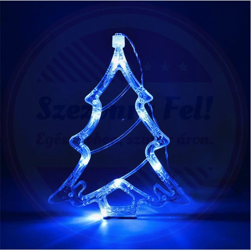 LED elemes ablakdísz karácsonyfa 20cm kék