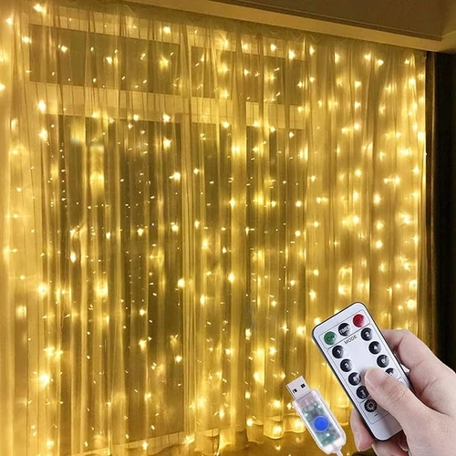 Micro LED fényfüggöny 8 fénymóddal 3m x 2m beltéri meleg fehér