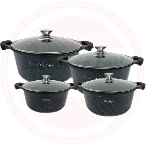 Cheffinger 8 Részes Márvány bevonatú lábas szett CF-DCS05M-R