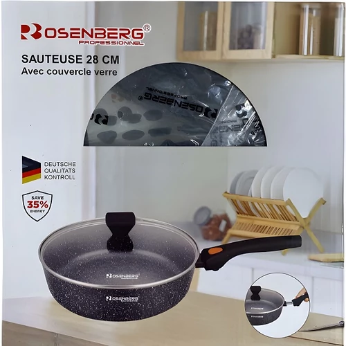 Rosenberg Wok Serpenyő levehető fogantyúval 28cm