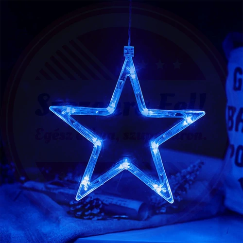 LED elemes ablakdísz csillag 20cm kék