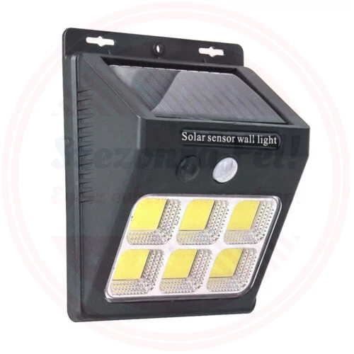 Napelemes fali kültéri LED lámpa mozgásérzékelős 6 COB YX-601COB-6