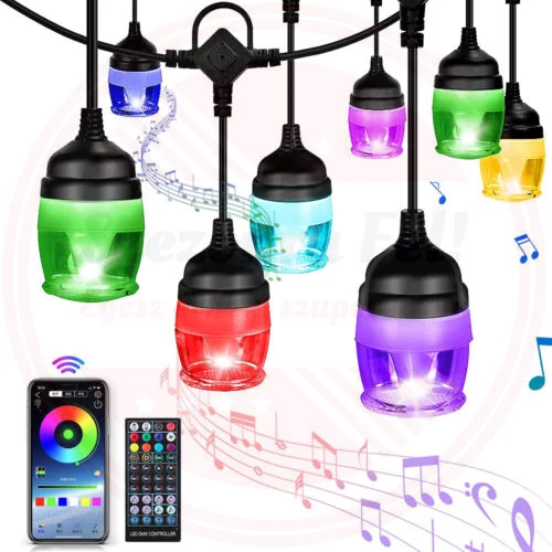 Bluetooth kültéri okos LED égősor színes 9m F12C