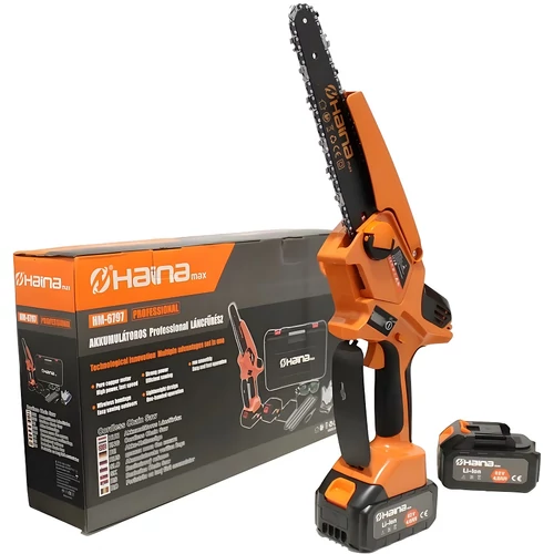 Haina akkumulátoros 8&quot; láncfűrész 2 db akkuval és 3 db lánccal HM-6797