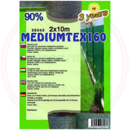 Árnyékoló háló MEDIUMTEX160 2x10m ZÖLD 90%