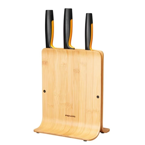Fiskars Functional Form késblokk bambusz tartóban  3 késes
