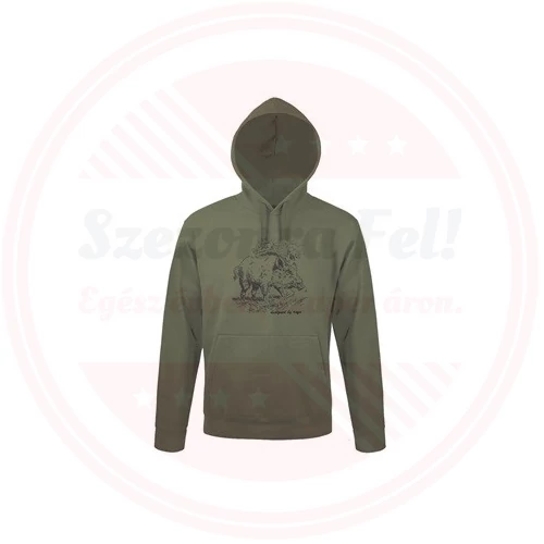 Kapucnis pulóver (vaddisznó mintával) 50% pamut 50% poliészter 2XL