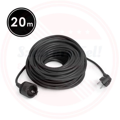 Lengő hosszabbító fekete 3x1,5mm2- 20 m