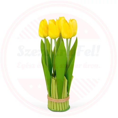 Műnövény dekoráció - tulipán - sárga - 26 x 6,5 cm