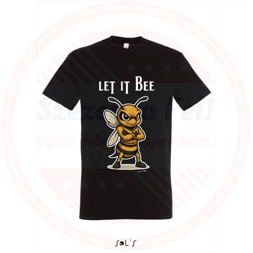 Póló(méhecske mintával Let it Bee)kereknyakú TOP deep black L