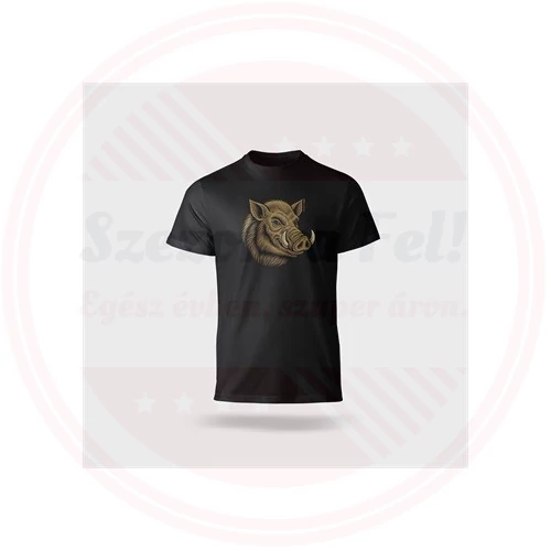 Póló(vaddisznó mintával)kereknyakú TOP deep black 2XL