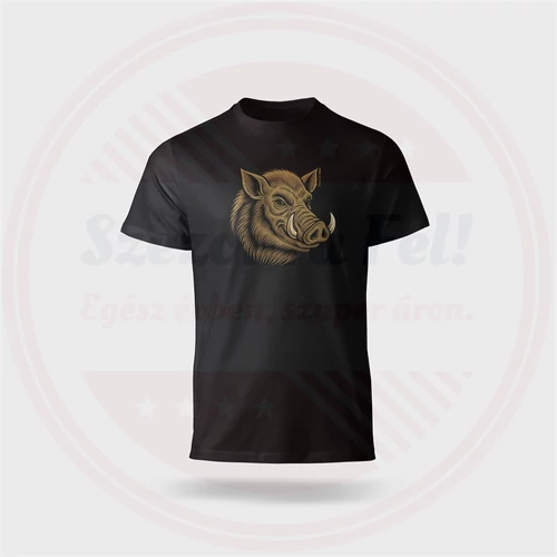 Póló(vaddisznó mintával)kereknyakú TOP deep black XL