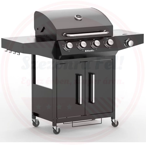 Riwall RGG 41 gázüzemű grillsütő 15 kW, 4+1 gázégővel (XL csomag)