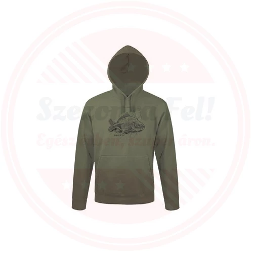 TOP_HOODY-H_CARP_2.0-XL kapucnis pulóver (ponty mintával) ARMY 50% pamut 50%poli