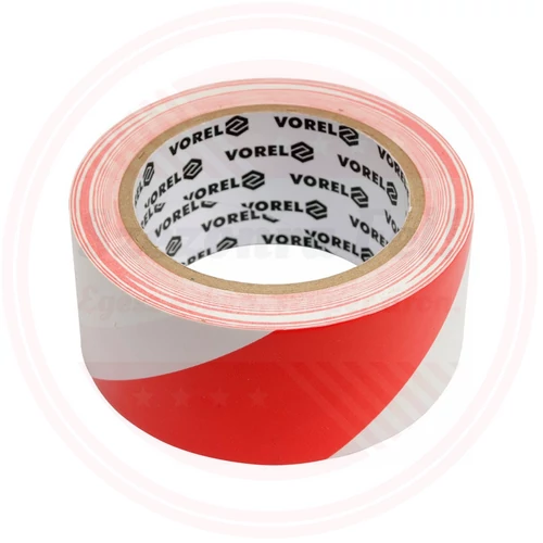VOREL Jelzőszalag öntapadós piros-fehér 48 mm x 33 m PVC