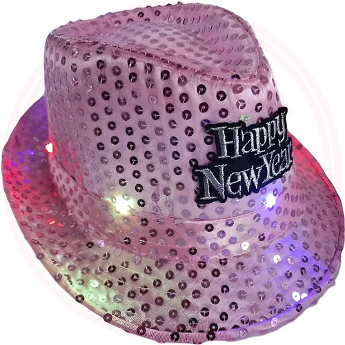 Világító Kalap Happy New Year Felirattal Pink