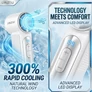 Kép 3/4 - 3 az 1-ben USB tölthető párásító ventilátor – Digitális kijelzős kézi ventilátor