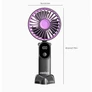 Kép 3/4 - USB tölthető mini ventilátor zöld – 3 az 1-ben hordozható ventilátor LED kijelzővel