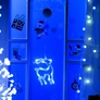 Kép 1/3 - LED elemes ablakdísz szarvas 20cm kék
