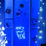 Kép 1/3 - LED elemes ablakdísz szarvas 20cm kék