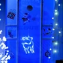Kép 1/3 - LED elemes ablakdísz szarvas 20cm kék