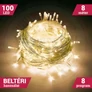 Kép 1/5 - Fényfüzér 100 LED Meleg Fehér 8M Beltéri 8 program