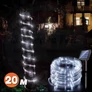 Kép 1/6 - Napelemes LED Fénytömlő VÉKONY 20m Hideg Fehér 8 Program