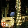 Kép 1/6 - Napelemes LED Fénytömlő VÉKONY 20m Meleg Fehér 8 Program