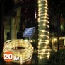 Kép 1/6 - Napelemes LED Fénytömlő VÉKONY 20m Meleg Fehér 8 Program