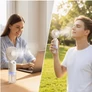 Kép 5/5 - USB tölthető kézi párásító ventilátor – 2 az 1-ben hűtő és permetező ventilátor
