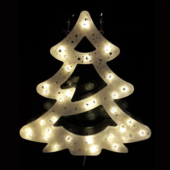 LED ablakdísz fenyőfa vezetékes 40cm meleg fehér
