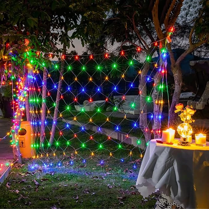 LED Fényháló Kültéri/Beltéri Toldható SZÍNES 1,6m x 1,2m