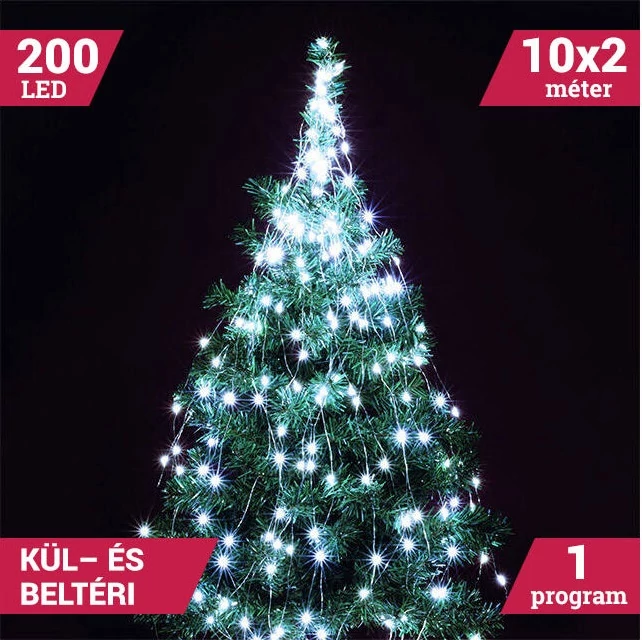 LED izzósor csokor fényhuzal 10 ágú 200LED hideg fehér