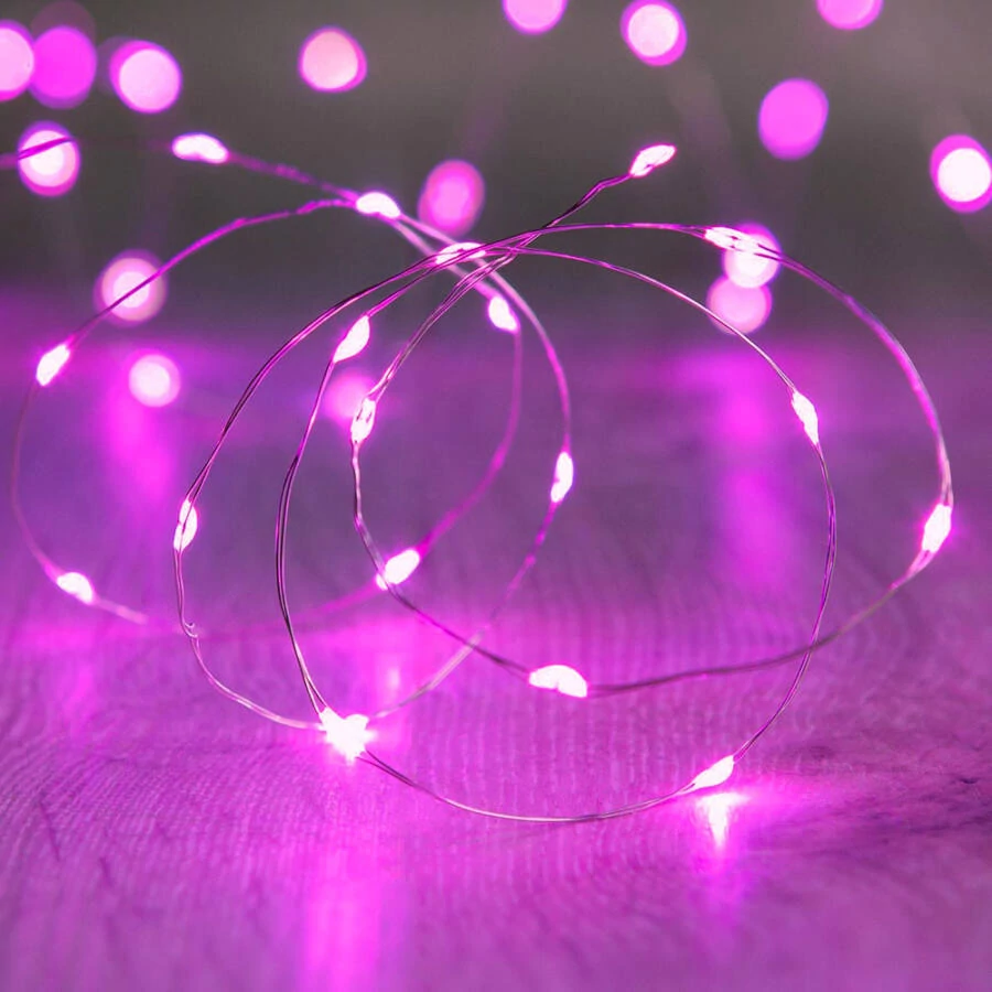 Gombelemes PINK fényhuzal 2m 20 LED