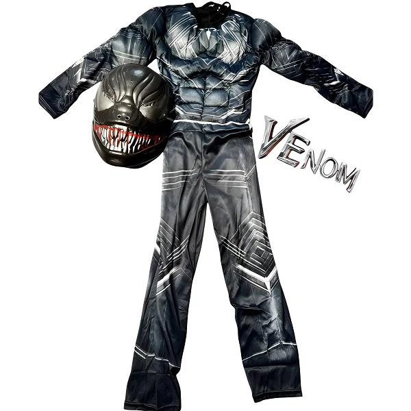 Venom Marvel Izmosított Gyermek Jelmez Álarccal Több Méretben-Farsang