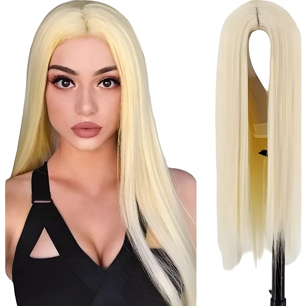 Platina Szőke Egyenes Haj Paróka 65 cm