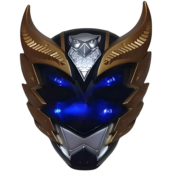 Világítós Power Rangers Arany-Fekete Maszk-Halloween, Farsangi jelmezhez