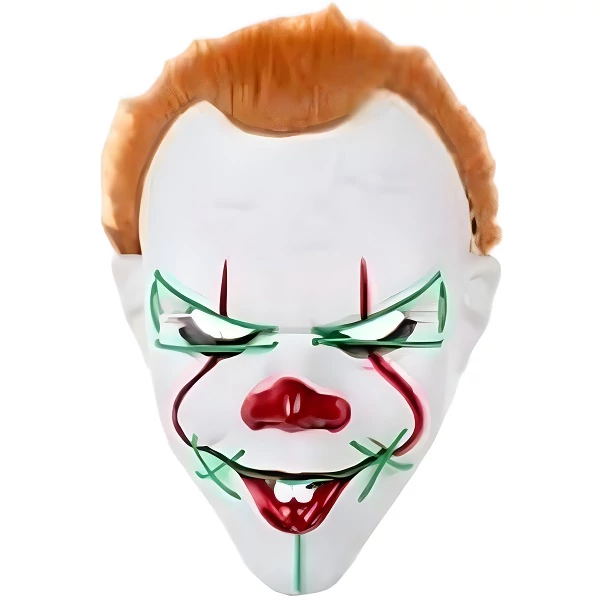 Világítós Pennywise Maszk Zöld-Halloween, Farsangi jelmezhez