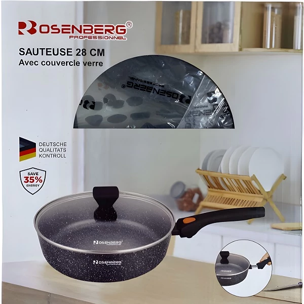 Rosenberg Wok Serpenyő levehető fogantyúval 28cm