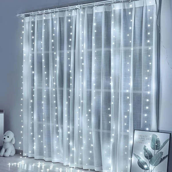 Micro LED fényfüggöny 8 fénymóddal hideg fehér több méretben