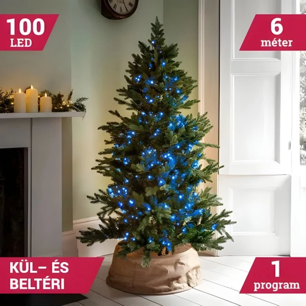 Fényfüzér 100LED Égősor Kék Toldható 7M kültéri/beltéri
