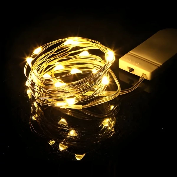 Gombelemes Meleg Fehér fényhuzal 2m 20 LED