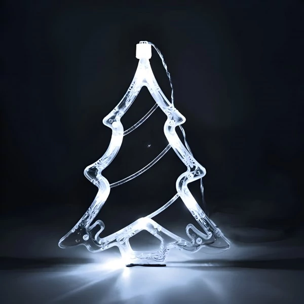 LED elemes ablakdísz karácsonyfa 20cm hideg fehér