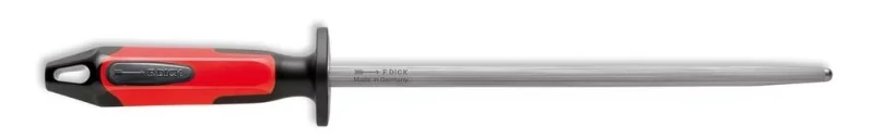 Dick 25 cm-es, kerek fenőacél, piros-fekete nyéllel  Készlet erejéig