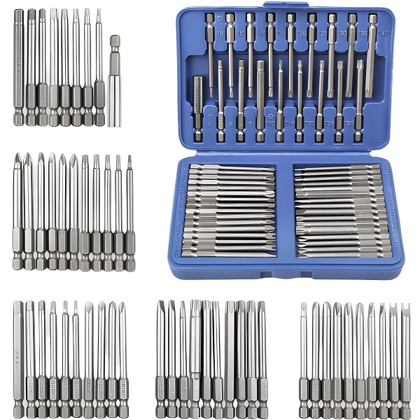 Haina 50 db Extra Hosszú Biztonsági Bit, Torx, Hex és Spline Csavarhúzó Készlet (75mm) HA-6012