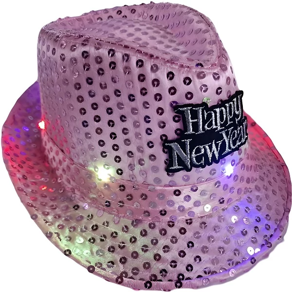 Világító Kalap Happy New Year Felirattal Pink